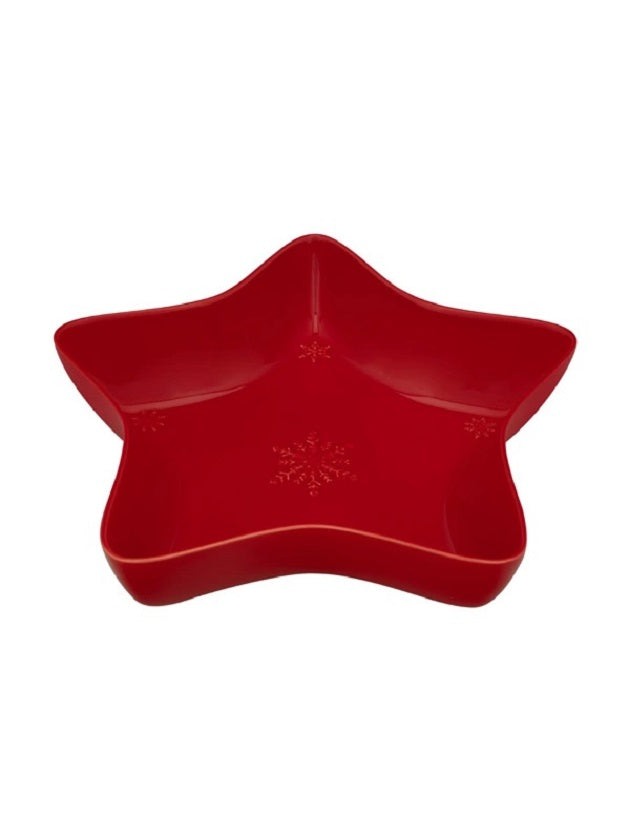 Bordallo Pinheiro Snow Flakes Schaal - Kerst - Rood - Aardewerk - 37 cm x 37 cm