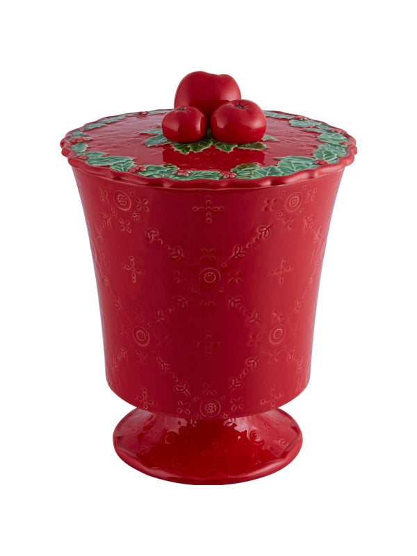 Bordallo Pinheiro Coroa de Natal Snoeppot - Kerst - Rood - Aardewerk - Ø 18 cm