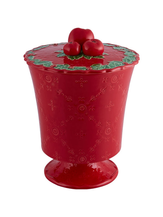 Bordallo Pinheiro Coroa de Natal Snoeppot - Kerst - Rood - Aardewerk - Ø 18 cm