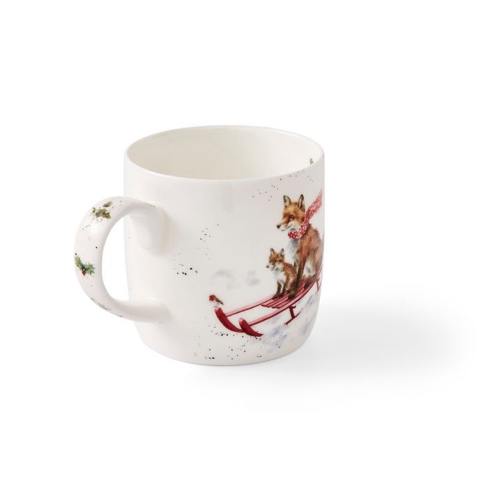 Wrendale Designs The Sleigh Ride Beker - Vos - Fine Bone China - 300 ml