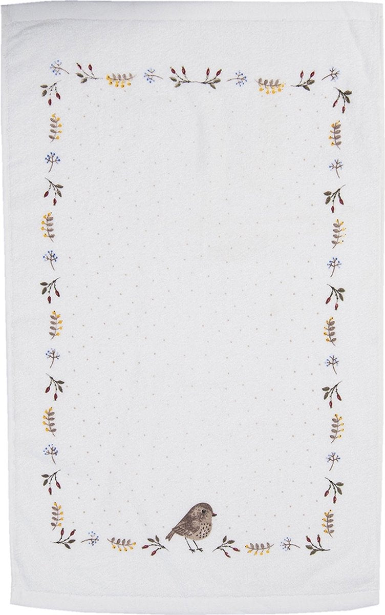 Clayre & Eef Gastendoekje - Vogeltje - 100% Katoen -  40 cm x 66 cm