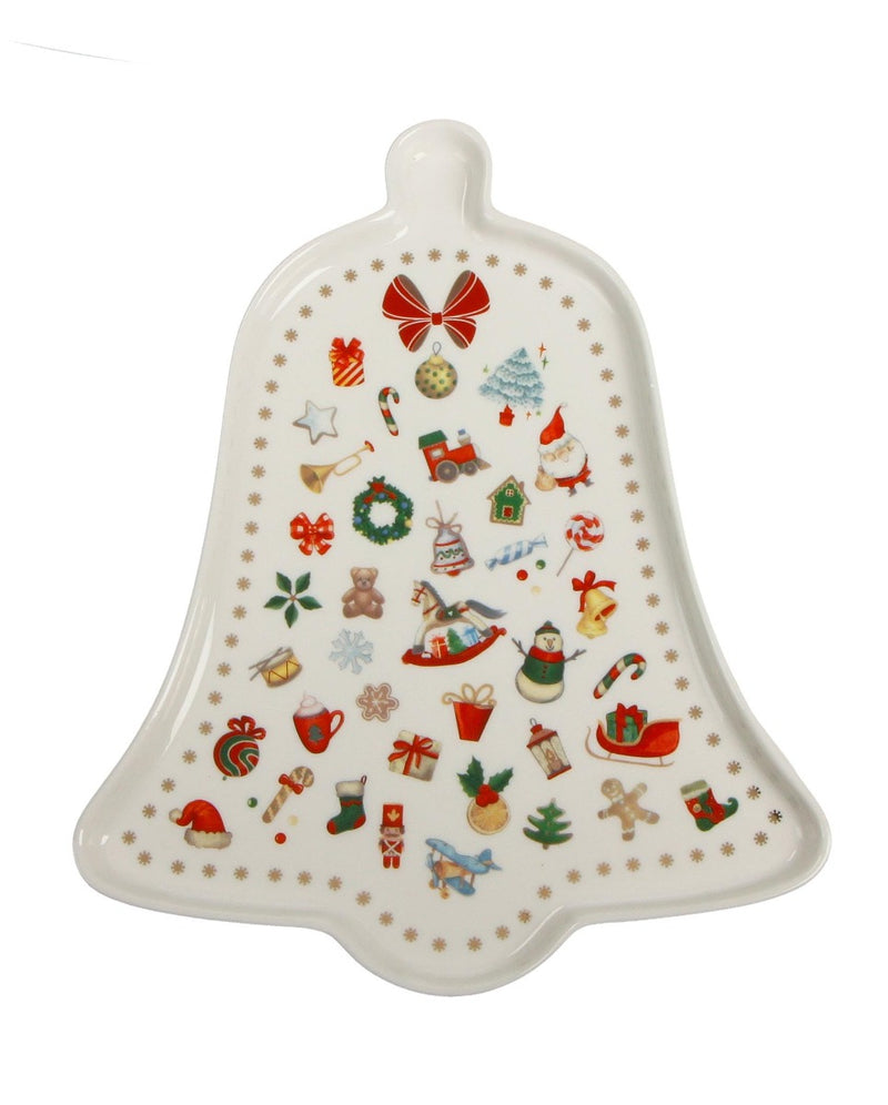 Brandani Chicchi E Balocchi  Serveerschaal - Kerstklok - New Bone China - 17,5 cm x 21 cm
