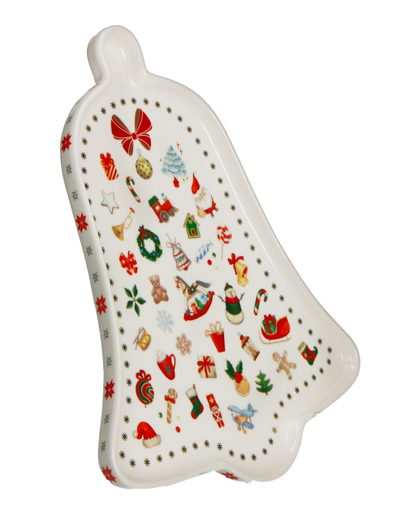Brandani Chicchi E Balocchi  Serveerschaal - Kerstklok - New Bone China - 17,5 cm x 21 cm