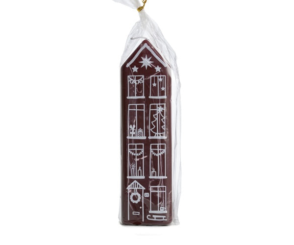 BY KIMMI Kerst Huis Kaars - Aubergine - 20 cm
