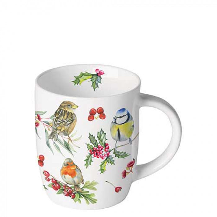 Ambiente Birds in Winter Beker - Fine Bone China - 200 ml