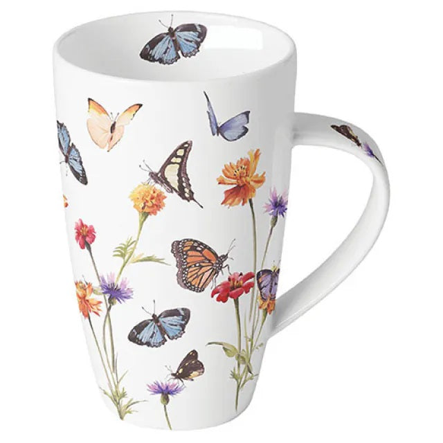Ambiente Butterfly Garden White Beker - Fine Bone China - 600 ml