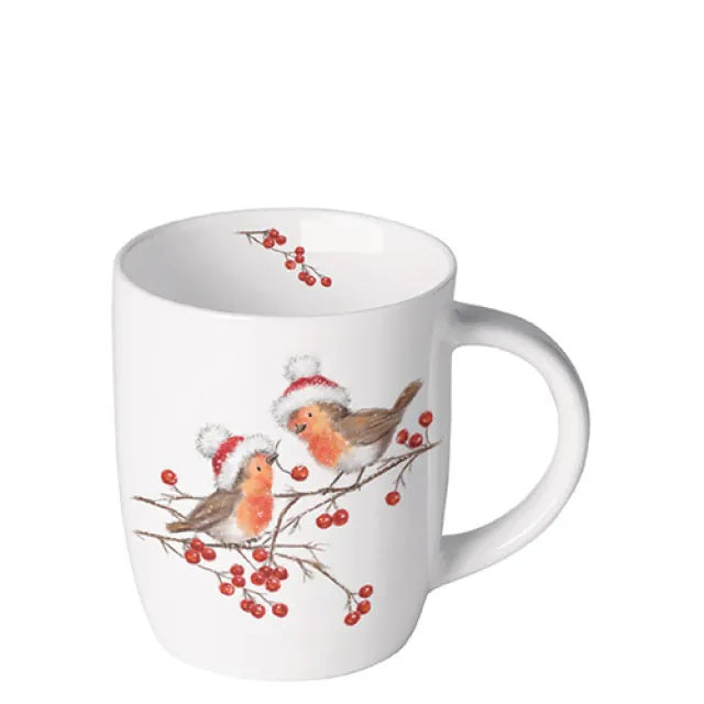 Ambiente Christmas Robins Beker - Fine Bone China - 200 ml