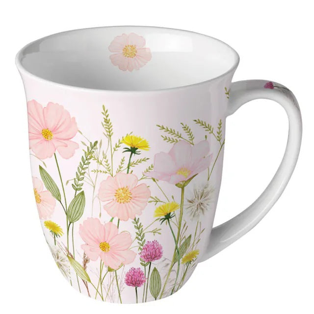 Ambiente Pastel Flowers Pink Beker - Fine Bone China - 400 ml