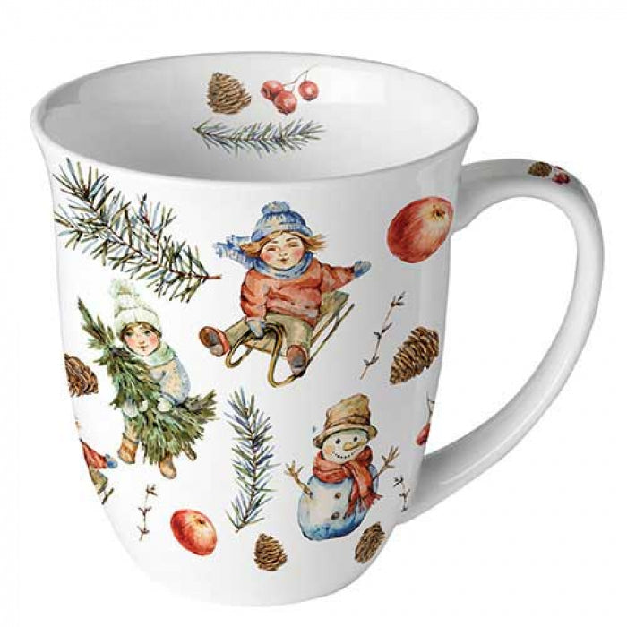 Ambiente Playing Outside White Beker - Fine Bone China - 400 ml