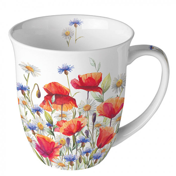 Ambiente Poppies and Cornflowers Beker - Fine Bone China - 400 ml