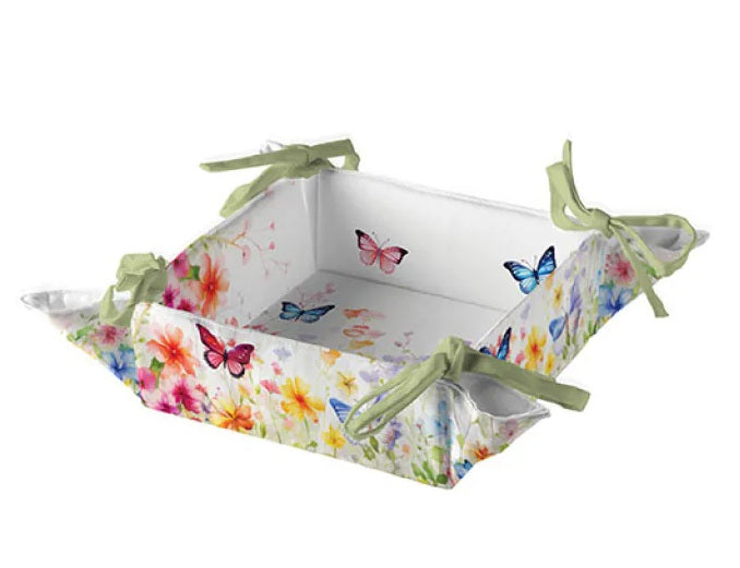 Ambiente Butterflies in Field White Broodmand - Katoen - 20 cm x 20 cm x 7 cm