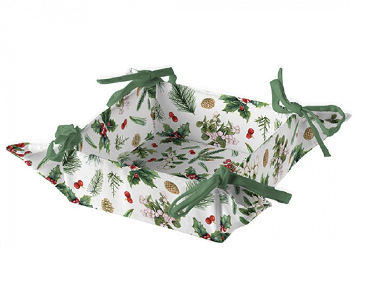 Ambiente Winter Greenery White Broodmandje - Katoen - 35 cm x 35 cm