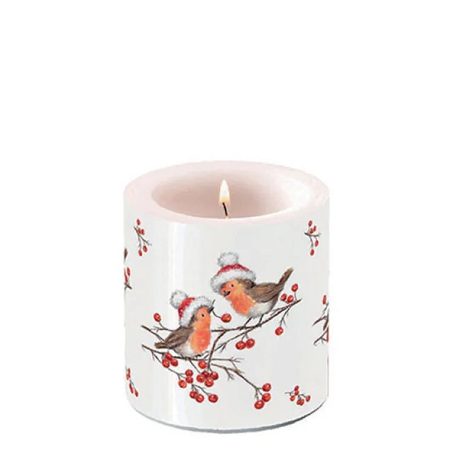 Ambiente Christmas Robins Kaars - Klein - Paraffine - Ø 9 cm