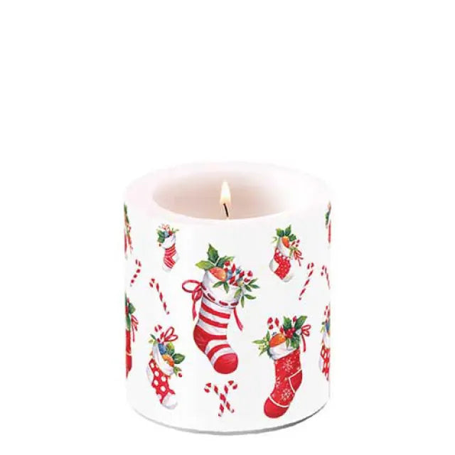 Ambiente X-Mas Stockings White Kaars - Klein - Paraffine - Ø 9 cm