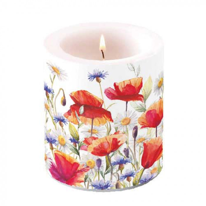 Ambiente Poppies and Cornflowers Kaars - Medium - Paraffine - Ø 10 cm