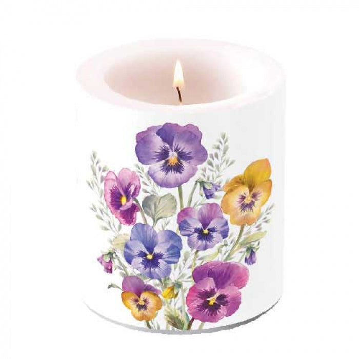 Ambiente Pansies Kaars - Medium - Paraffine - Ø 10 cm
