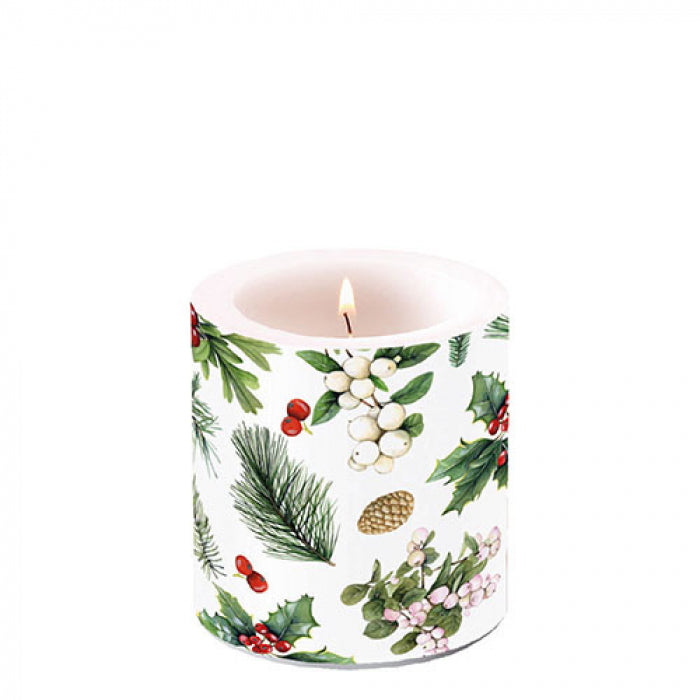 Ambiente Winter Greenery White Kaars - Klein - Paraffine - Ø 9 cm