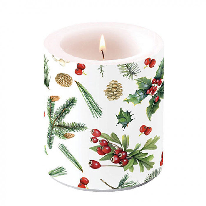 Ambiente Winter Greenery White Kaars - Medium - Paraffine - Ø 10 cm