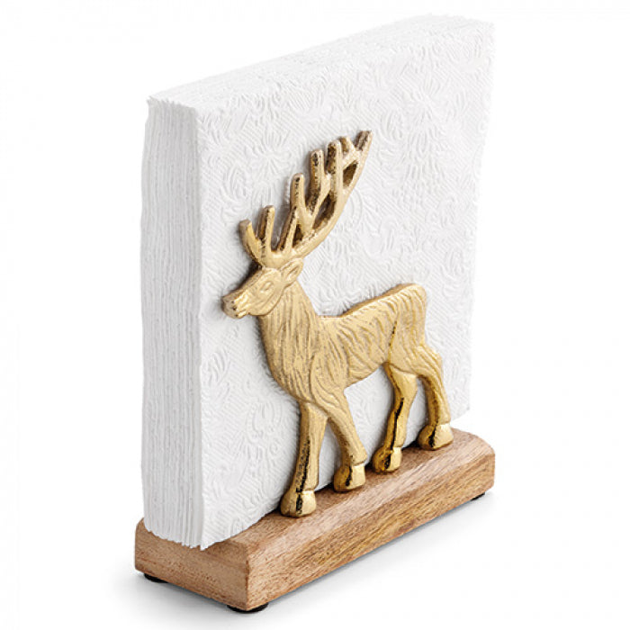 Ambiente Reindeer Gold Servettenhouder - Metaal/Mangohout - Goudkleurig