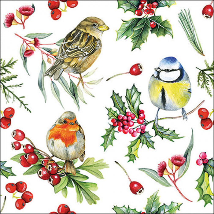 Ambiente Birds in Winter Servetten - 33 cm x 33 cm