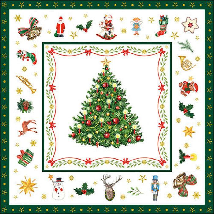 Ambiente Christmas Evergreen White Servetten - 25 cm x 25 cm