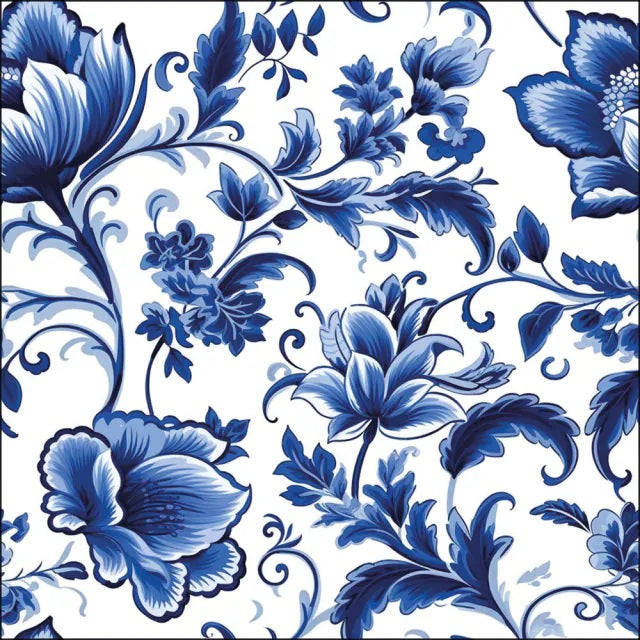Ambiente Delft Blue Florals Servetten - 25 cm x 25 cm