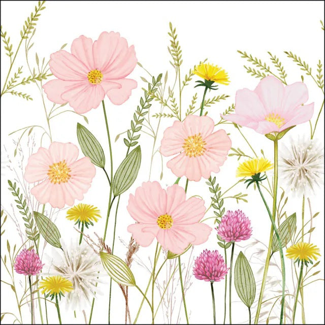Ambiente Pastel Flowers White Servetten - 25 cm x 25 cm