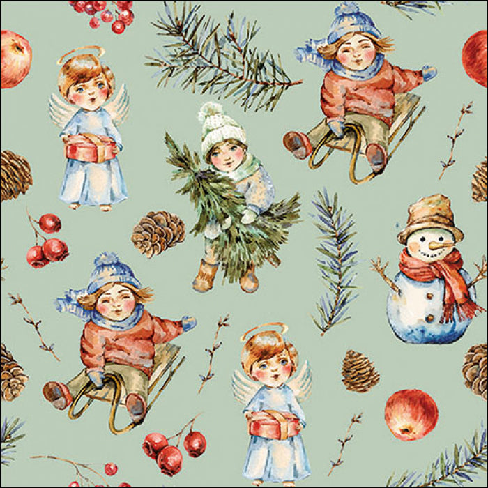 Ambiente Playing Outside Green Servetten - 33 cm x 33 cm