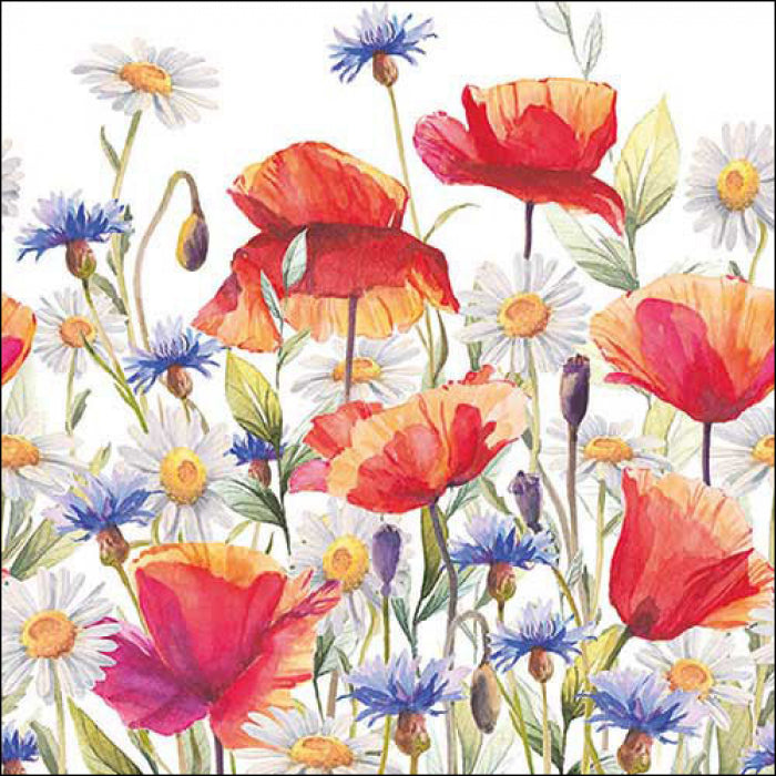 Ambiente Poppies and Cornflowers Servetten - 25 cm x 25 cm