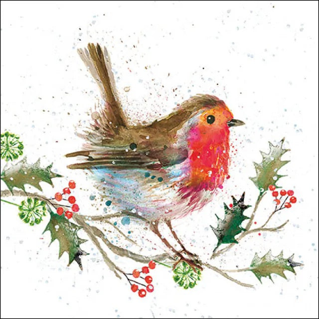 Ambiente Winter Robin Servetten - 25 cm x 25 cm