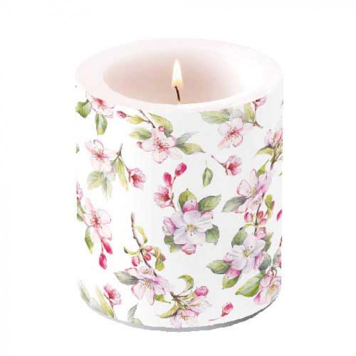 Ambiente Spring Blossom White Kaars - Medium - Paraffine - Ø 10 cm