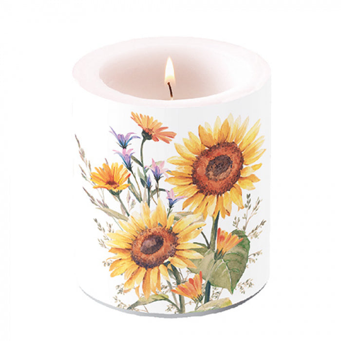 Ambiente Sunflowers Kaars - Medium - Paraffine - Ø 10 cm