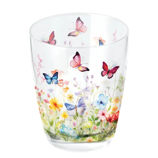 Ambiente Butterflies in Field White Waterglas - 250 ml