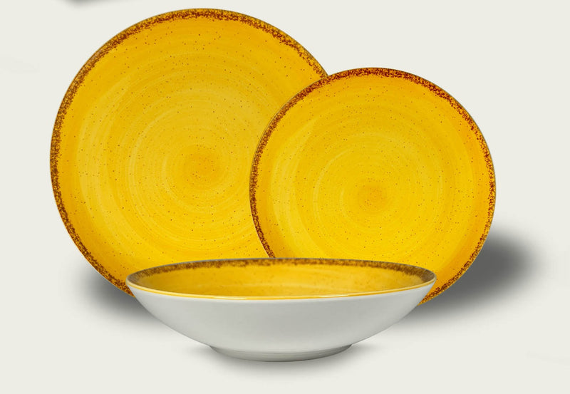 Arca Pepper Diep Bord - Geel - Porselein - Ø 21 cm