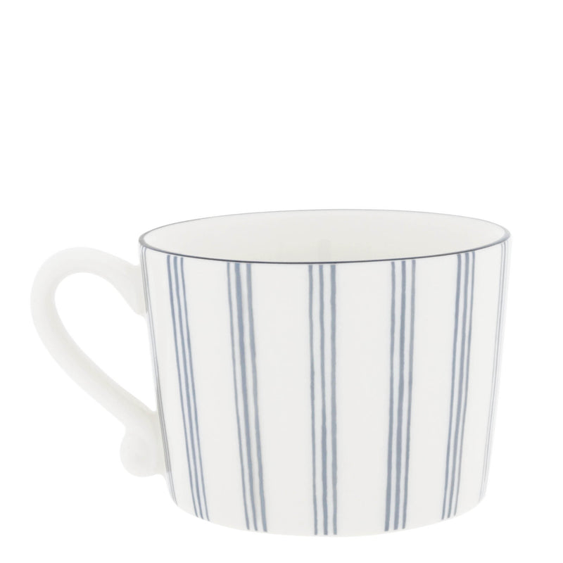Bastion Collections White Blue Small Stripes Beker - Aardewerk - 300 ml