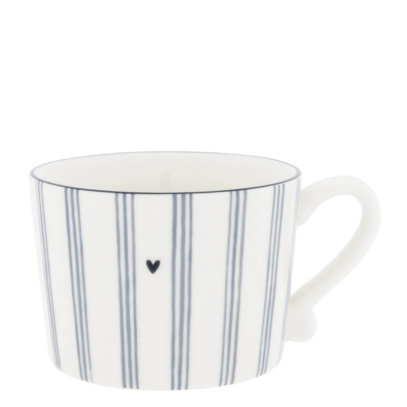Bastion Collections White Blue Small Stripes Beker - Aardewerk - 300 ml
