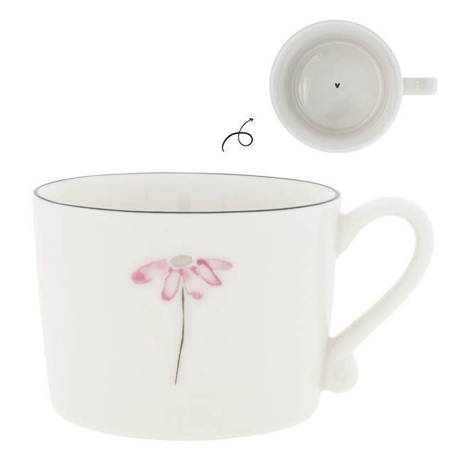 Bastion Collections White Rose Flower Beker - Aardewerk - 300 ml