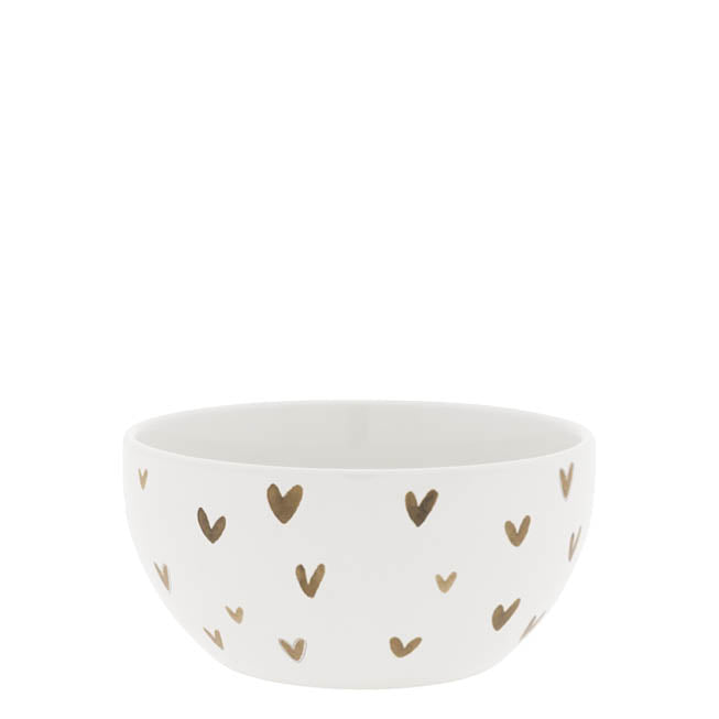 Bastion Collections White Little Hearts Brown Schaaltje - Aardewerk - Ø 14,5 cm