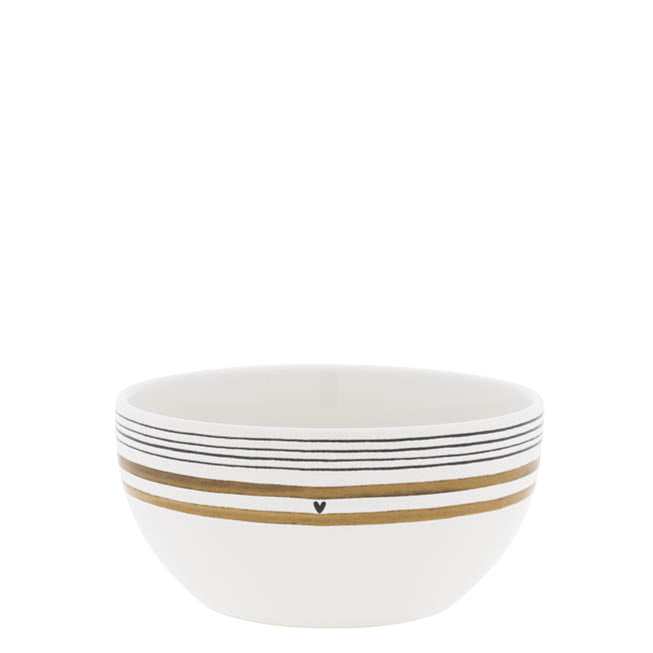 Bastion Collections White Little Stripes Brown Schaaltje - Aardewerk - Ø 14,5 cm