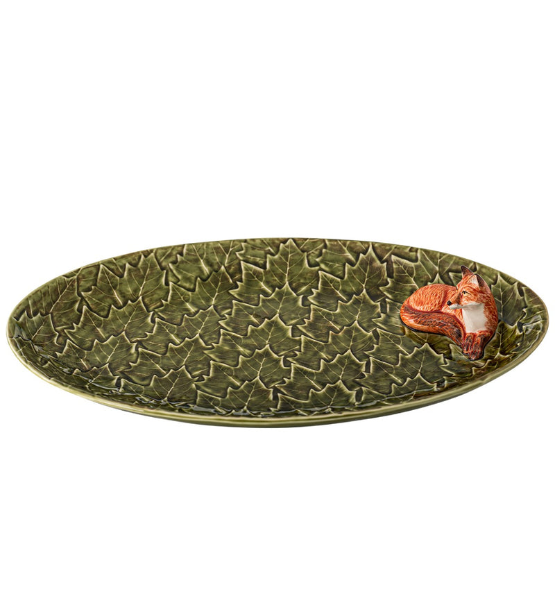 Bordallo Pinheiro Gudrun Schaal - Vos - Aardewerk - 40 cm x 25,4 cm