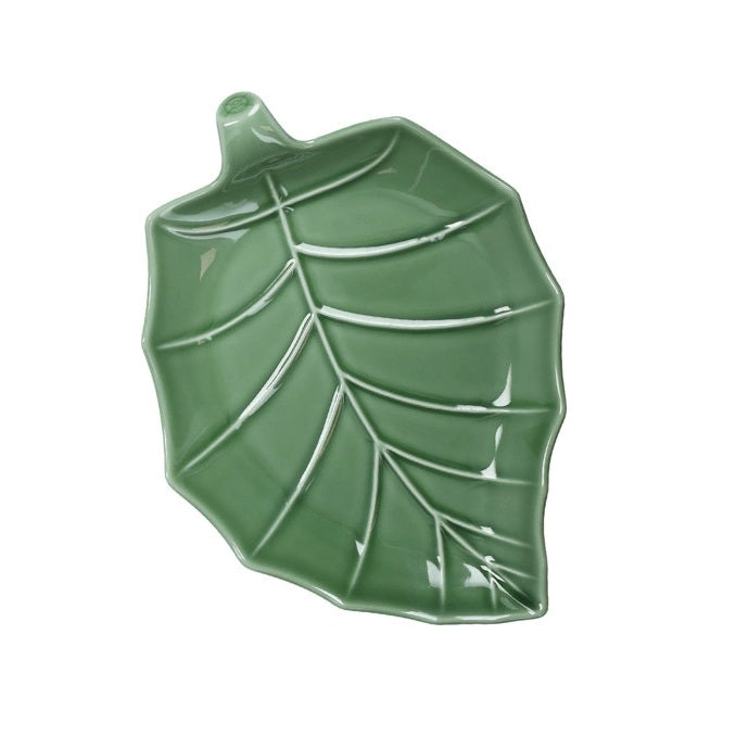 Brandani Foglia Pioppo Schaal - Populierblad - Groen - Porselein - 23 cm x 17 cm