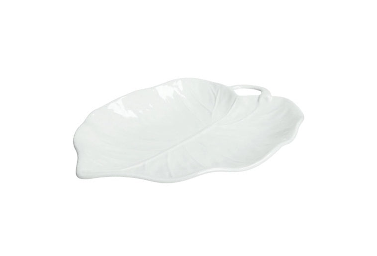 Brandani Foglia Tiglio Schaal - Limoenblad - Wit - Porselein - 30 cm x 22,5 cm
