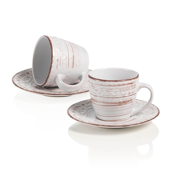 Brandani Serendipity Bianco Kop en Schotel - Wit - Aardewerk - 200 ml