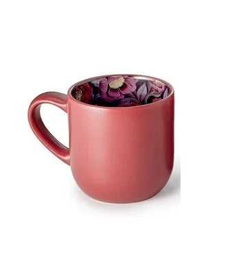 ChaCult Mystic Flower Beker - Buitenkant Bordeaux - New Bone China - 400 ml