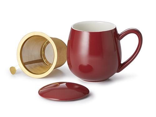 ChaCult Saara Gold Bordeaux Beker - Porselein - 350 ml