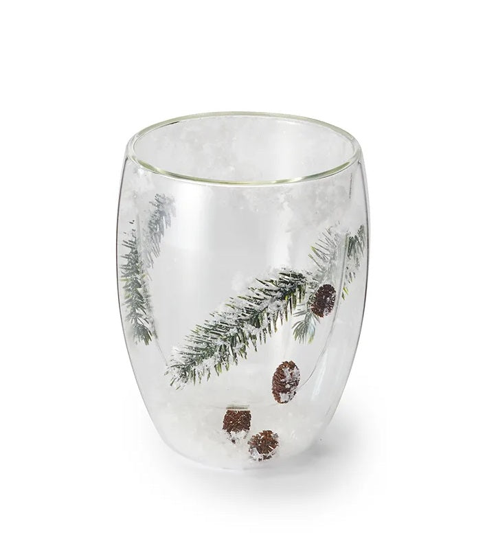 ChaCult Snow Flurry Dubbelwandig Theeglas - Groene Takjes - 300 ml