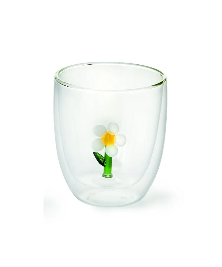ChaCult Flower Dubbelwandig Theeglas - Witte Bloem - 350 ml