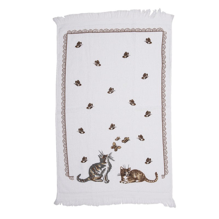 Clayre & Eef Gastendoekje - Katten - 100% Katoen -  40 cm x 66 cm