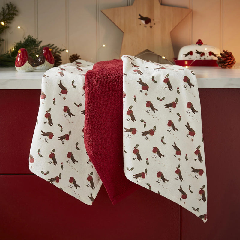Cooksmart Robin's Retreat Theedoek - Set van 3 Stuks - 45 cm x 65 cm