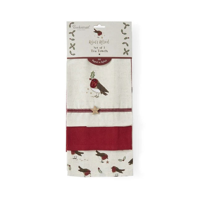 Cooksmart Robin's Retreat Theedoek - Set van 3 Stuks - 45 cm x 65 cm